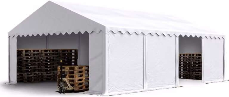 TOOLPORT Opslagtent 5x8 m met waterdicht wit PVC zeil 700 N