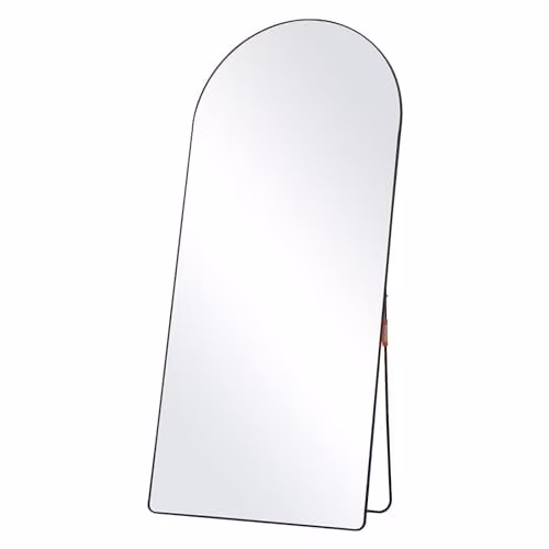 VEVOR Gebogen Staande Spiegel met Aluminiumlegering Frame, Zwart, H 180 x B 81 cm