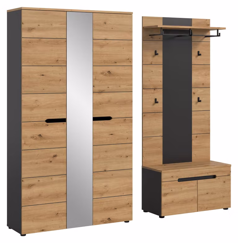 Xonox.home Garderobekombinatie Canu, basaltgrijs/houtimitatie, B: 200 cm, H: 190 cm, D: 37 cm