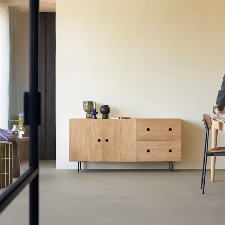 Tikamoon Jeanne Massief Eikenhouten Buffet - Bruin - Breedte: 150 cm