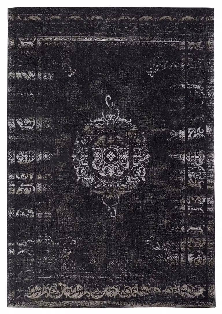 Nordal Grand geweven vloerkleed donkergrijs/zwart B: 200 cm, L: 290 cm