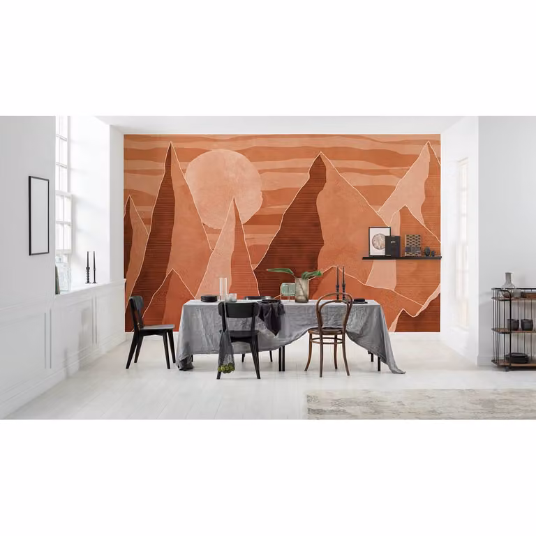 home24 Vlies-fotobehang Desert Mile Abstract Modern Rood/Oranje Breedte: 400 cm, Hoogte: 280 cm