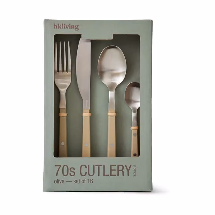 HKliving 70's bestekset 16-delig Olive