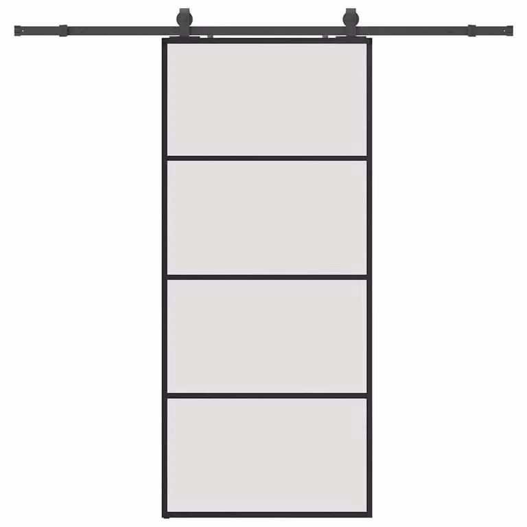 vidaXL Schuifdeur met beslag, zwart, 90 x 205 cm, veiligheidsglas
