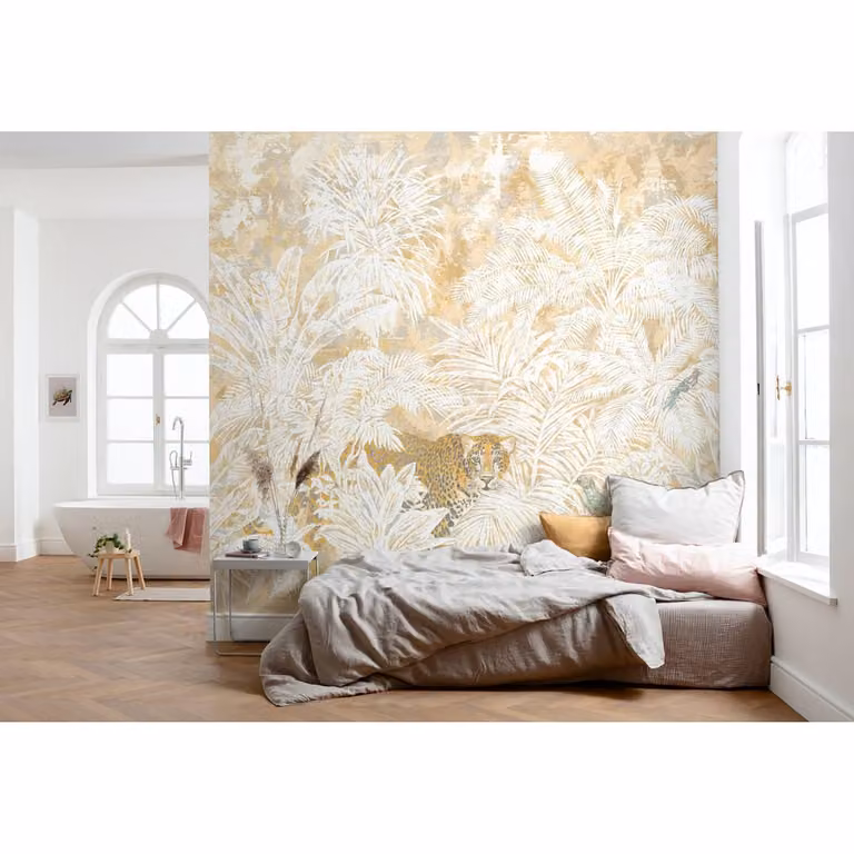 home24 Vlies-fotobehang Jungle Maze, Beige/Multicolour, Breedte: 300 cm, Hoogte: 280 cm