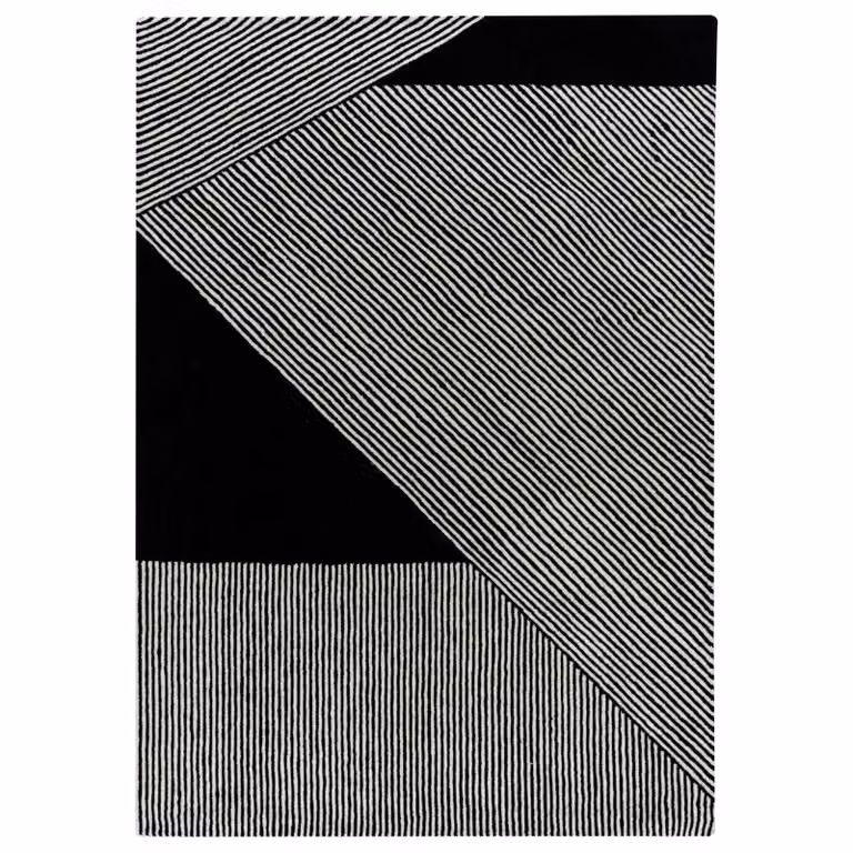 NJRD Wollen vloerkleed met zwarte strepen, Rechthoekig, 200 x 300 cm