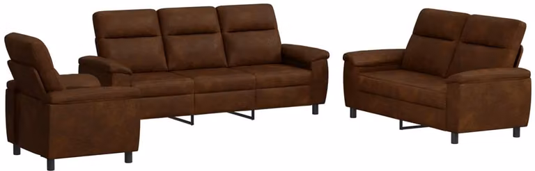 vidaXL Modern Bankstel voor 3 personen in Bruin met afneembare hoezen