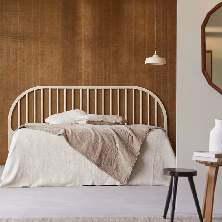 Tikamoon Hoofdbord van massief essenhout - Naturel - Breedte: 220 cm