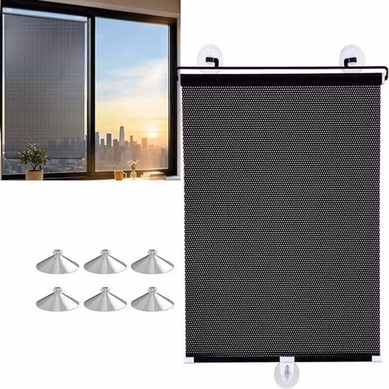 Verduisterend rolgordijn met polka dots - Blackout raambekleding - Breedte: 80 cm, Hoogte: 60 cm