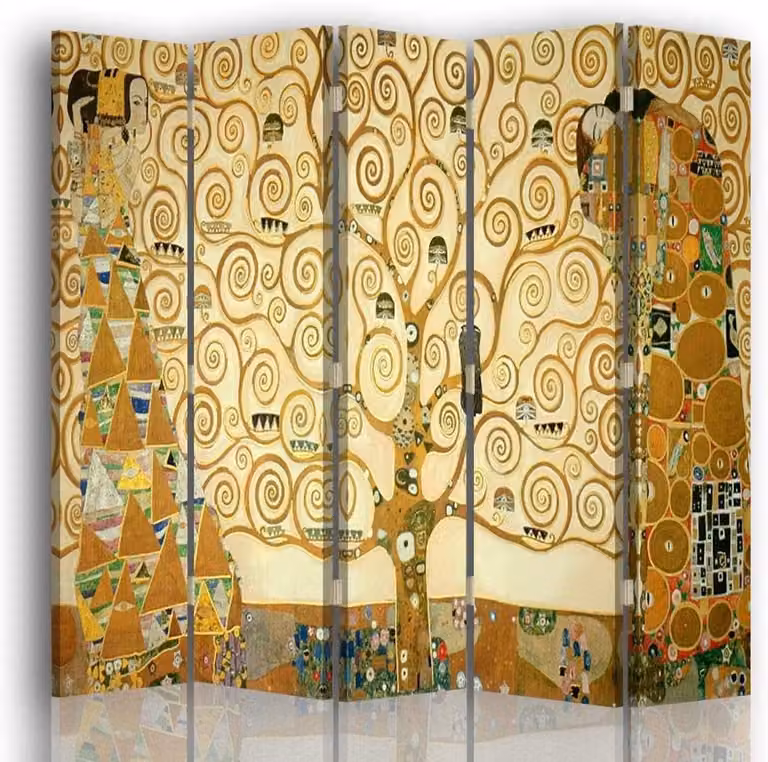 Legendarte Roomdivider The Tree of Life - Klimt, Canvas Schilderij, 180 x 180 cm (5 panelen)