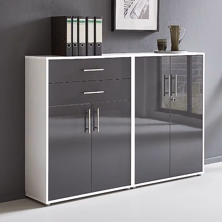 home24 Kastenset 2-delig Set A, wit en antracietkleurig, B/D/H: 114 x 33 x 85 cm