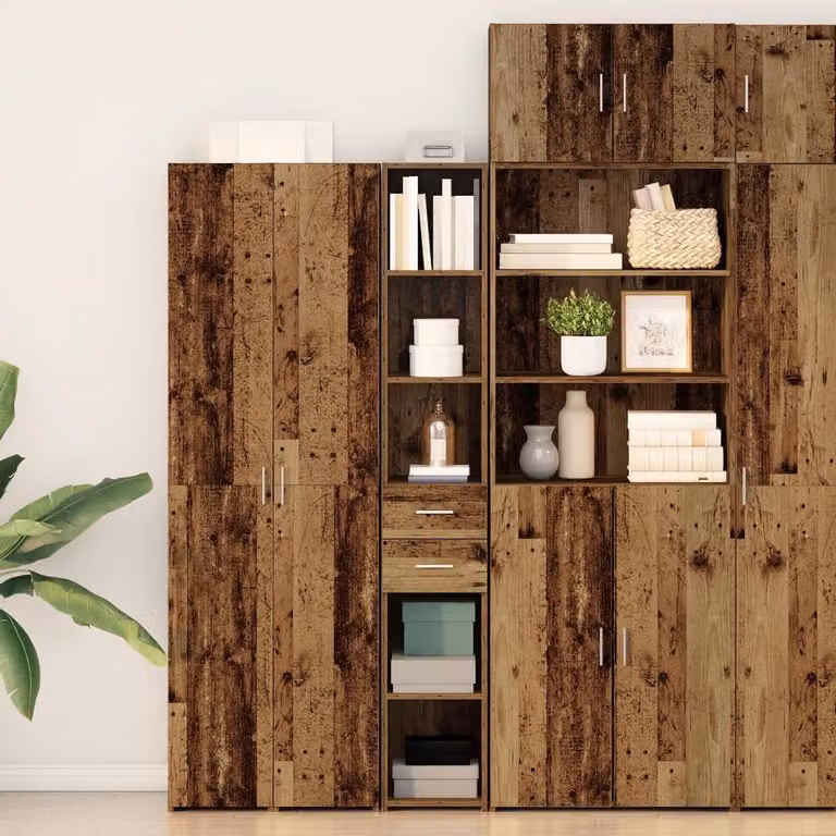 Rustiek houten dressoir en ladekast voor in de woonkamer, eetkamer of hal, B/D/H: 30 x 42,5 x 185 cm