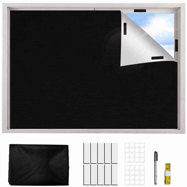Verduisteringsgordijnen voor slaapkamers, zolders en campers, zilverkleurig gecoat, 1 x 1,45 meter