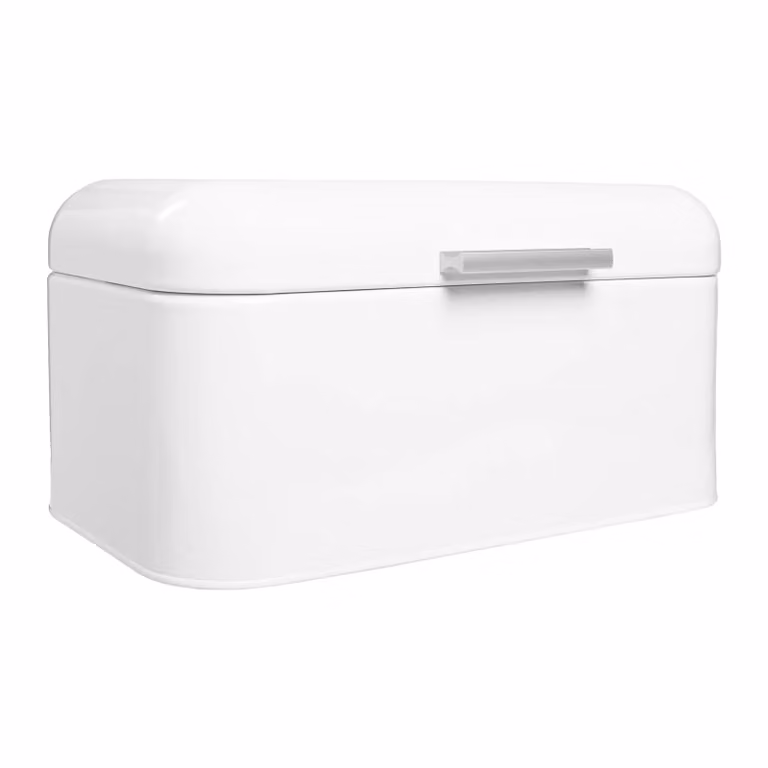 QUVIO Broodtrommel - Wit - IJzer - B: 30 cm, D: 20 cm, H: 16 cm