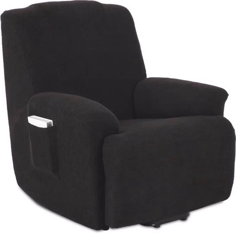 Zwarte stretch-fauteuilhoes antislip meubelbeschermer voor relaxfauteuil