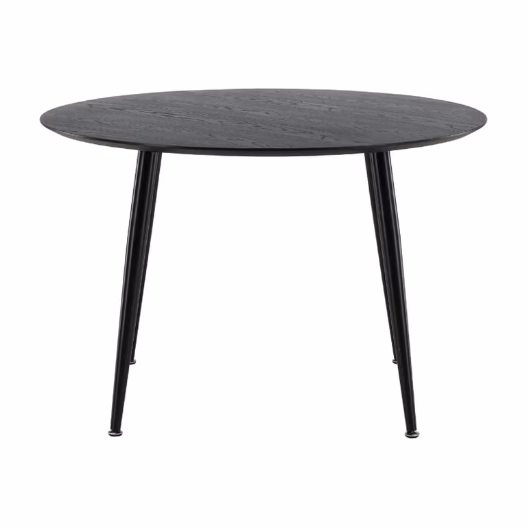 QUVIO Eettafel Harbor - Ronde Tafel - Zwart Fineer - Diameter: 115 cm, Hoogte: 75 cm
