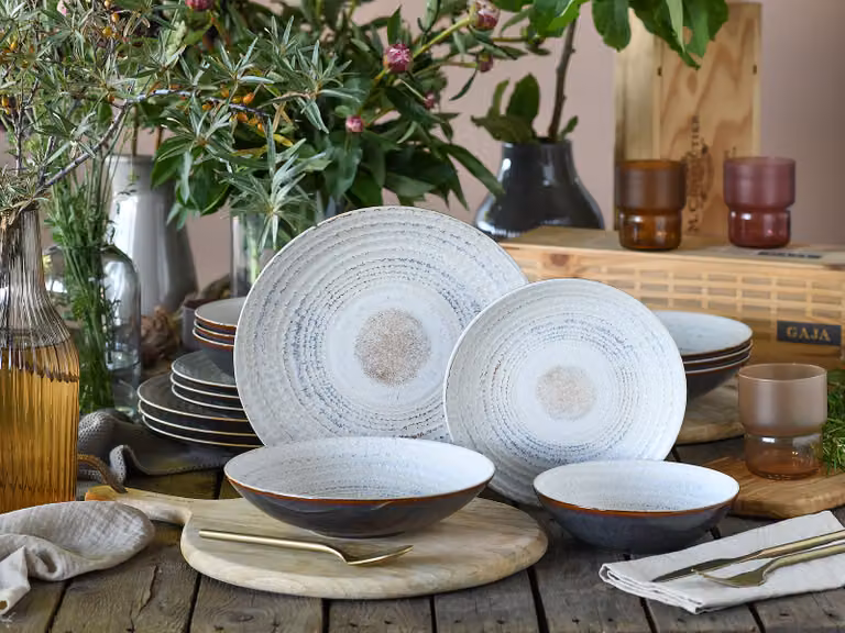 Creatable Serviesset Napel Offwhite, 16-delig keramisch servies voor 4 personen, Wit, B/D/H: 36 x 37 x 38 cm