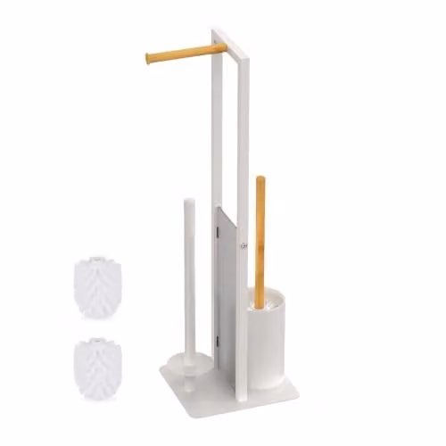 Relaxdays toiletbutler wc-rolhouder met toiletborstelhouder en reserverolhouder, wit