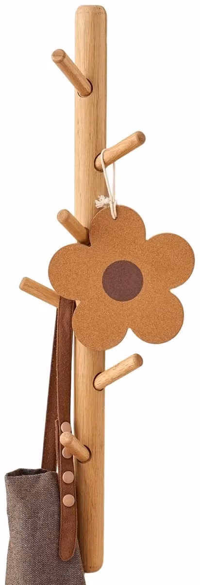 Dailygoods Wandkapstok van Eikenhout met 7 Draaibare Haken in Takvorm, Breedte: 70 cm
