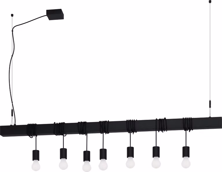 Eglo Townshend-B 7-lichts hanglamp zwart met industrieel design