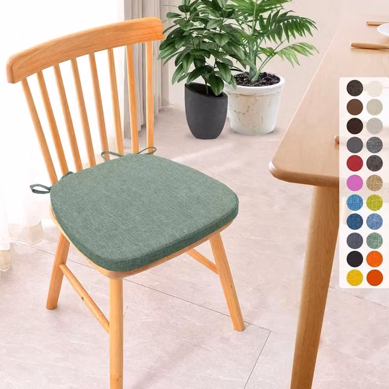 Set comfortabele stoelkussens met dubbel antislip - Agate Groen - B/D/H: 40 x 38 x 3 cm