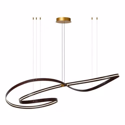 Lucide Slalom Moderne LED Hanglamp Bruin met Effect, Dimbare en Hoogteverstelbare Ophanging