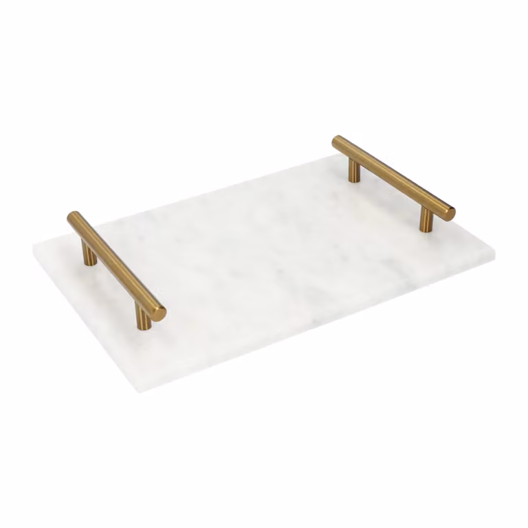 QUVIO Marmeren dienblad met gouden handvaten - Breedte: 30 cm, Diepte: 20 cm