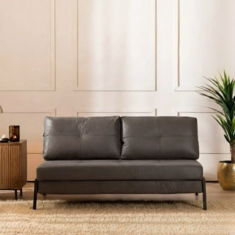 Bronx71 Mikko Slaapbank voor 2 personen, Antraciet, Eco-leer
