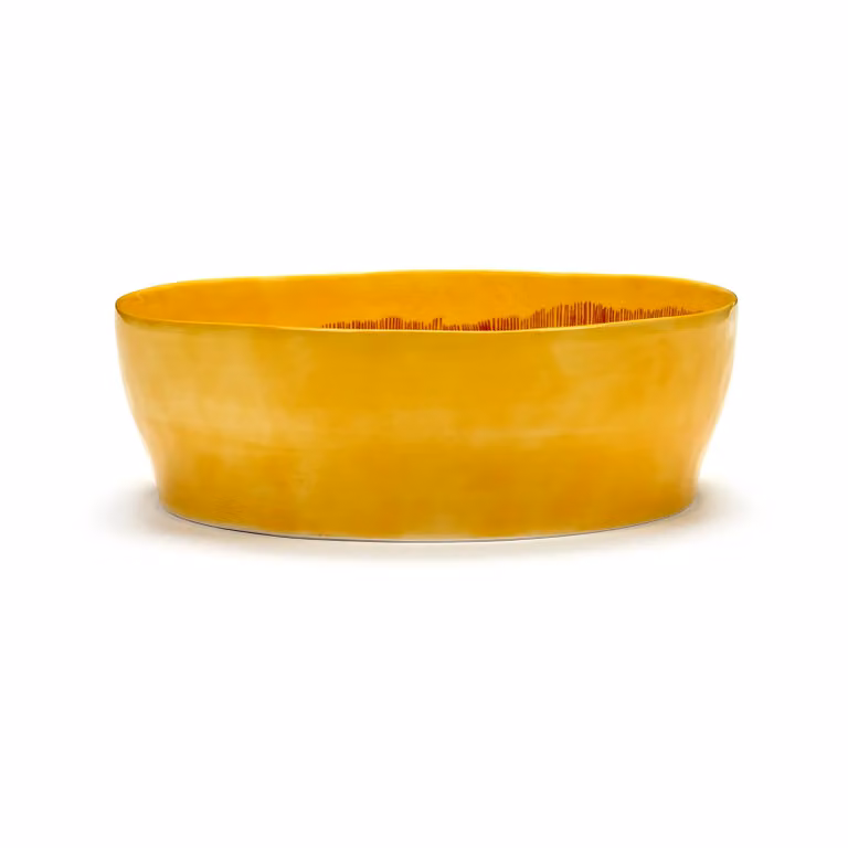 Serax Ottolenghi Feast saladeschaal Yellow stripes-red Ø27,5 cm