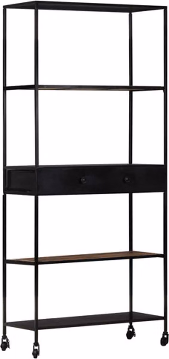 vidaXL Boekenkast van mangohout en ijzer, B/D/H: 80 x 35 x 180 cm