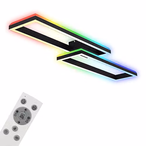 Briloner LED Plafondlamp RGB met Afstandsbediening, Modern Rechthoekig, Zwart
