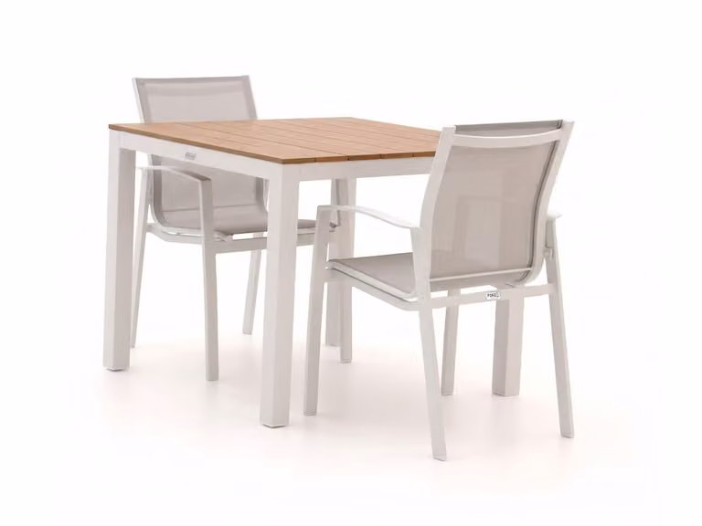 Forza Furniture Diningset Forza voor 2 personen, wit, modern en stapelbaar