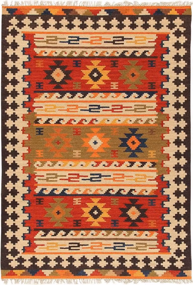 Handgeknoopt Kilim tapijt - Perzisch vloerkleed voor de woonkamer - Rood/Meerkleurig - 60 x 200 cm