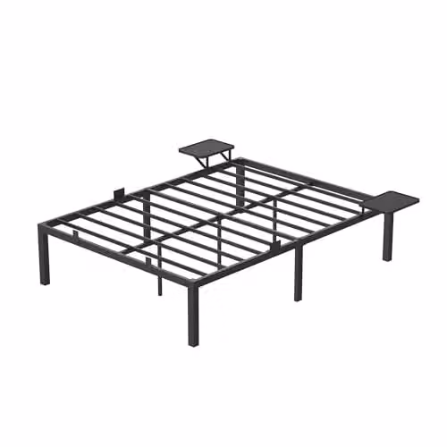 VASAGLE Bedframe van metaal met opbergplanken, 140 x 200 cm