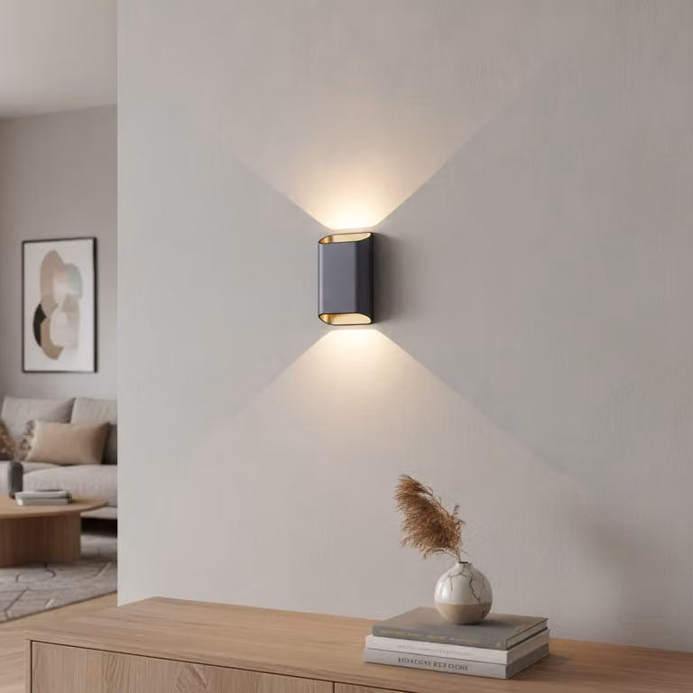 Artdelight Wandlamp Diaz Small zwart goud met LED en dimbare warm witte verlichting, Hoogte: 15 cm