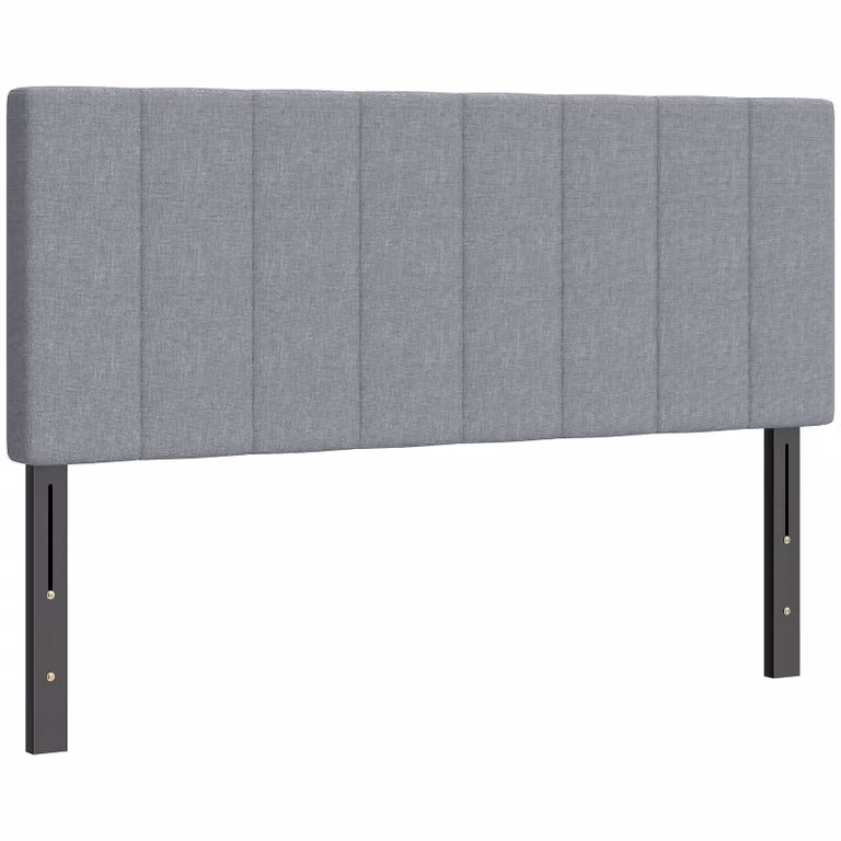 HOMCOM Hoofdeinde in linnenlook met metalen poten, 3-voudig in hoogte verstelbaar, Grijs, B: 160 cm, H: 106/116/126 cm, D: 10 cm