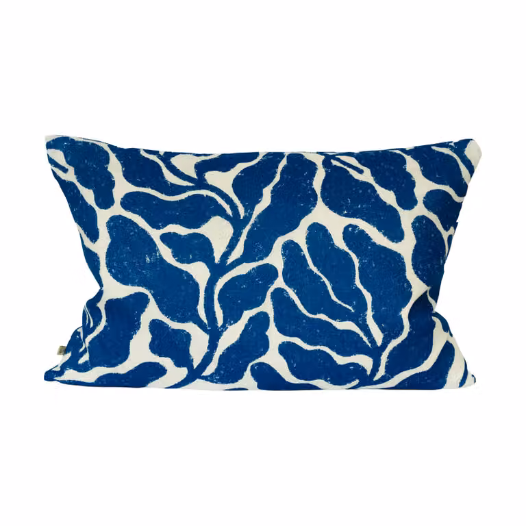 Fine Little Day Leaves kussenhoes Wit-blauw 48 x 68 cm