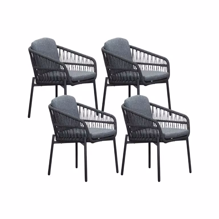 LUX outdoor living Rico dining tuinstoel set van 4 | aluminium en touw | charcoal
