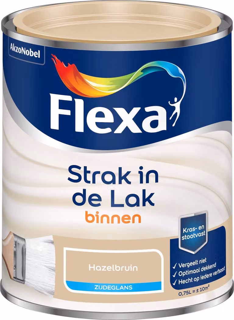 Flexa Strak In De Lak Binnenlak Zijdeglans Hazelbruin 750 ml