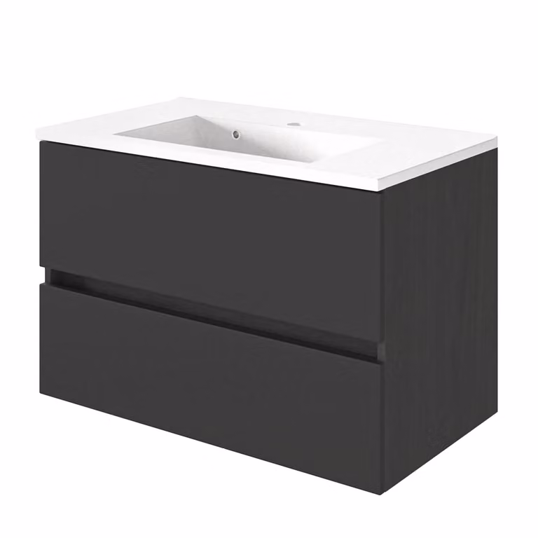 home24 Wastafel Tira, modern wandwastafel in grijs/mat grijs, Breedte: 80 cm