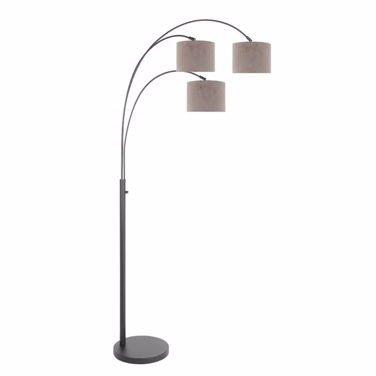 Steinhauer Vloerlamp Sparkled Light zwart met taupe kappen B: 30 cm, D: 75 cm, H: 180 cm