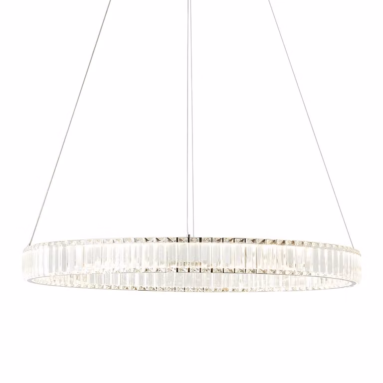 Brilliant LED hanglamp Queen chroom zilver met kristalachtige uitstraling, Diameter: 80 cm, Hoogte: 150 cm