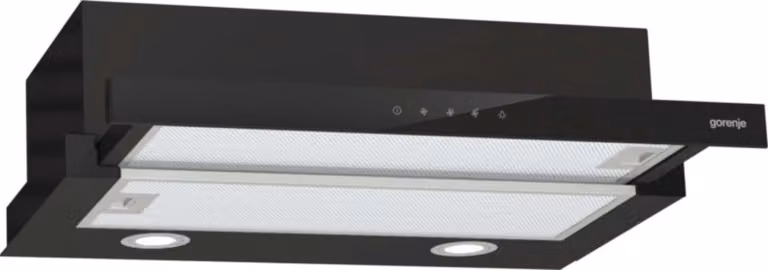 Gorenje TH 64E4BG inbouw afzuigkap, vlakke afzuigkap voor afvoer en recirculatie, zwart