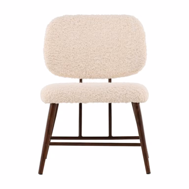 QUVIO Lounge Sofa Bruin Wit Boucle Minimalistische Accentstoel