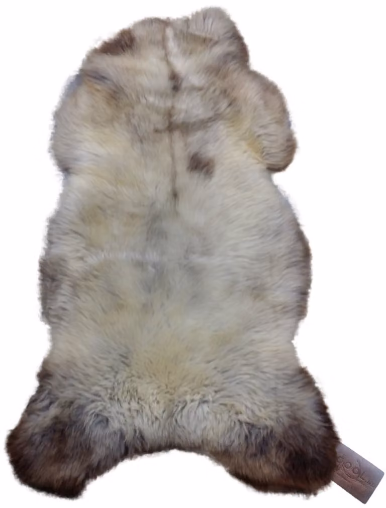 Echte organische schapenvacht vloerkleed van wol en leer - Beige - XL