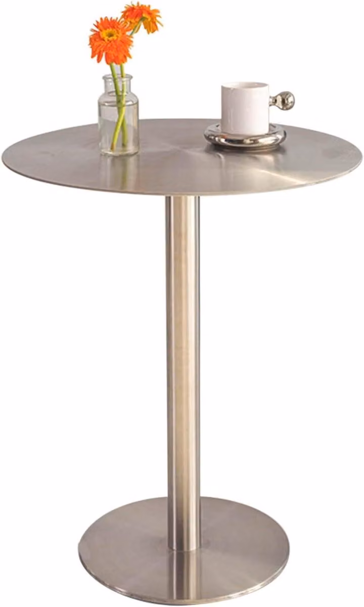 Zilverkleurige Bartafel van Roestvrijstaal voor Buiten, H: 105 cm, B: 50 cm, D: 50 cm