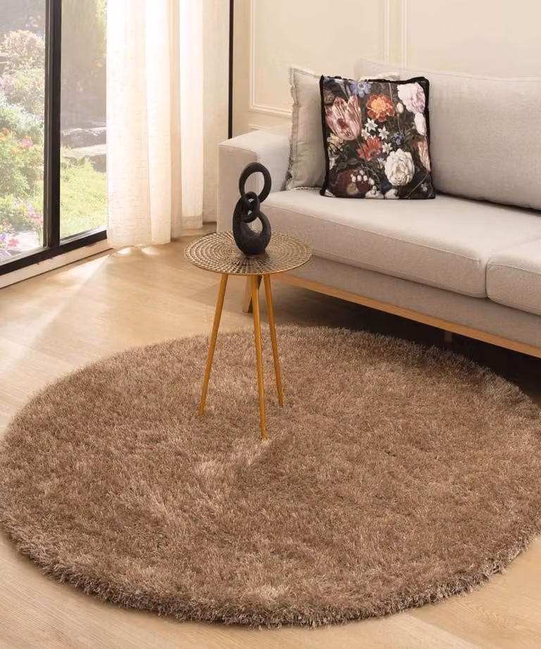 Rond Hoogpolig Vloerkleed Velvet voor Woonkamer, Slaapkamer en Kantoor - Diameter: 80 cm