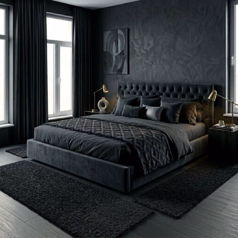 Floordirekt Barcelona Slaapkamer Vloerkleed Set - Zwart - 1 Loper 67 x 250 cm en 2 Lopers 67 x 140 cm
