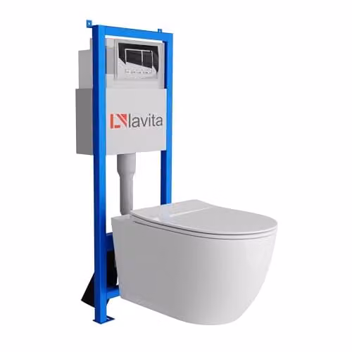 Lavita Inbouwreservoir Complete Toiletset LAV 101 met Sinto Grande Hangtoilet Wit Hoogglans, Bedieningsplaat Chroom en Voorwandelement 40 cm