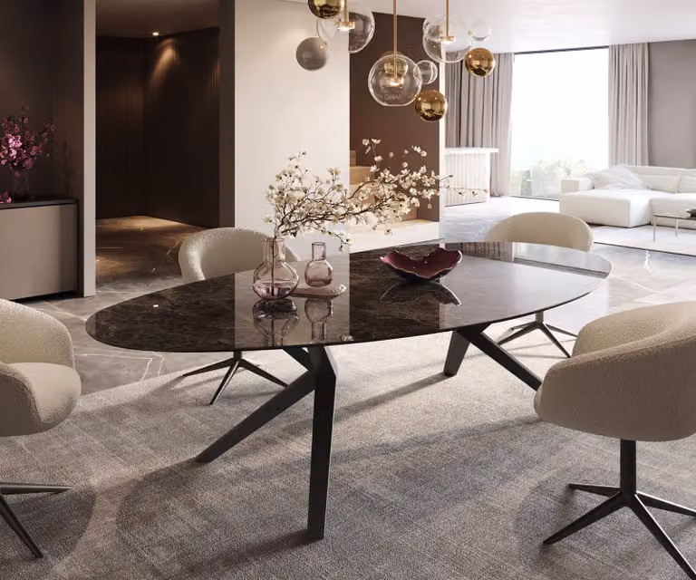 DELIFE Eettafel Edge Ovaal Keramiek Emperador Extra Lucidato Donkerbruin B/D/H: 280 x 130 x 76 cm